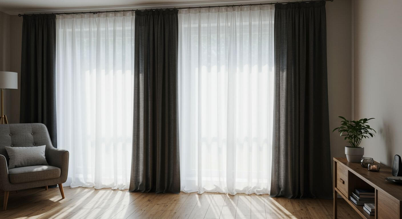 jak powiesić firanki i zasłony na jednym karniszu