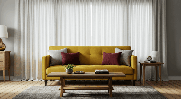 Jakie zasłony do musztardowej kanapy? – inspiracje