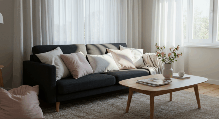 Jakie zasłony pasują do czarnej kanapy?