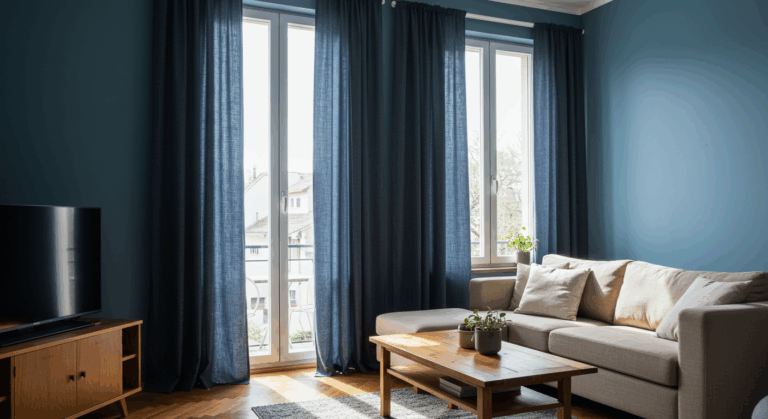 Niebieskie ściany – jakie zasłony wybrać?