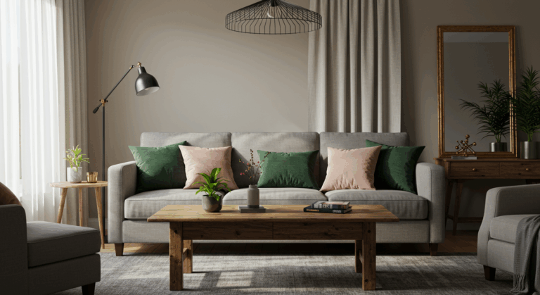 Beżowe ściany w salonie – jakie zasłony wybrać?