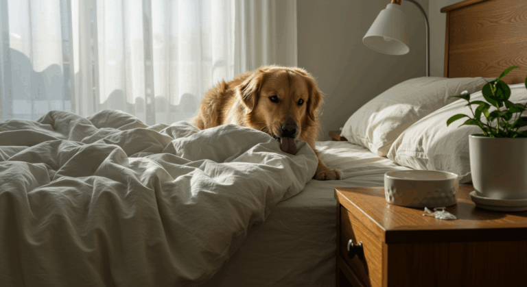 Co oznacza jak pies liże pościel? – przyczyny i porady