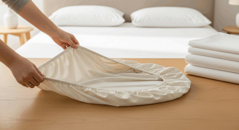 Jak złożyć prześcieradło z gumką?
