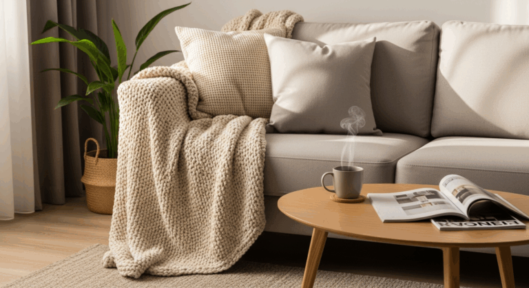 Jak ułożyć koc na kanapie?