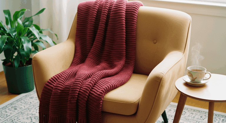 Jak ułożyć koc na fotelu?