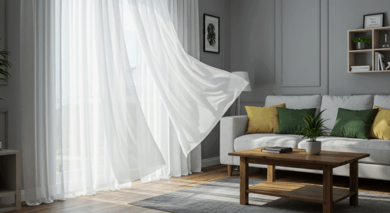 Jakie zasłony do szarych ścian i białych mebli?