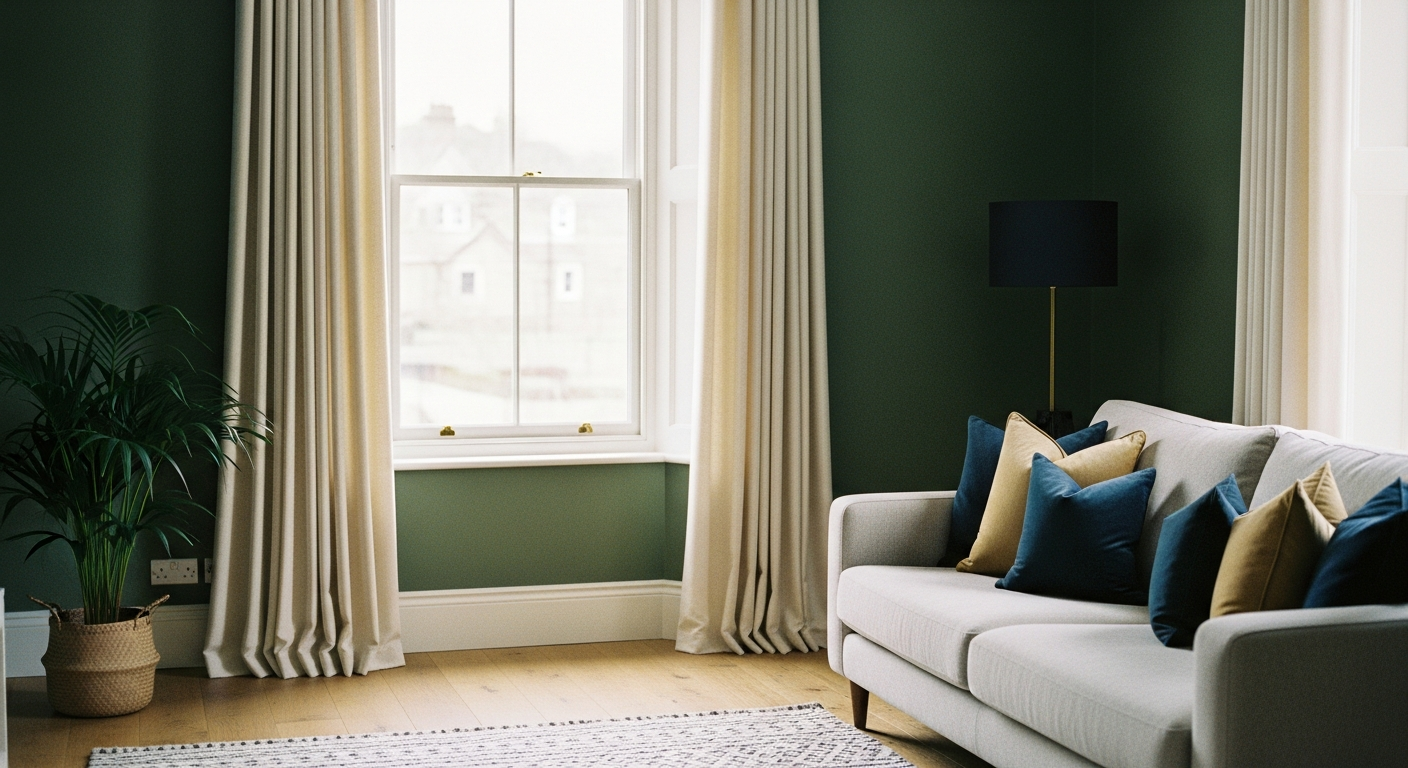 Jakie zasłony do butelkowej zieleni